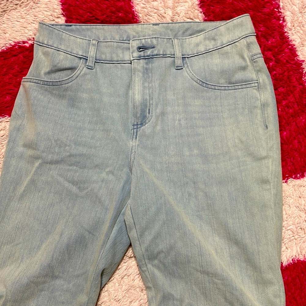 Light washed shorts.